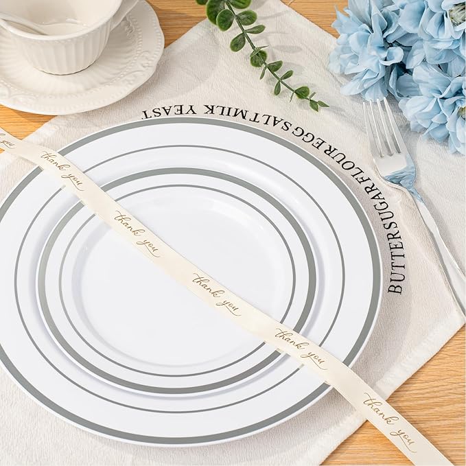 BESTVIP 700PCS Silver Plastic Dinnerware Set - Image 3