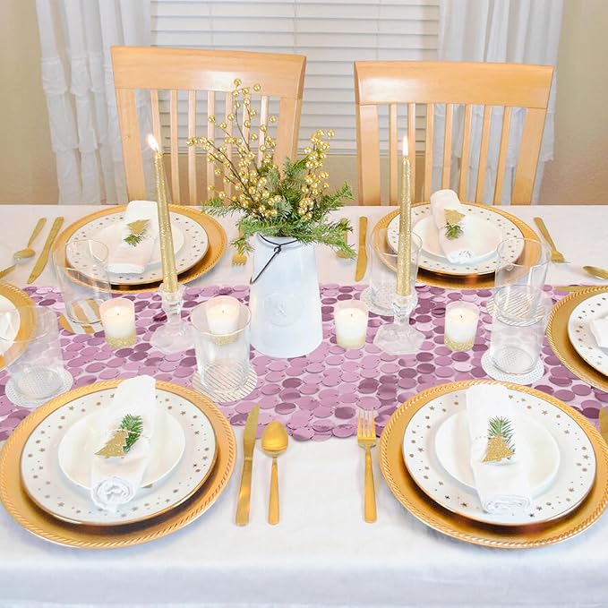 VHH Sequin Table Runner 12 x 108 inches Pink Table Runner, Glitter Runner - Image 7