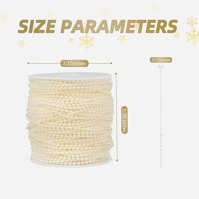 164 Feet Faux Pearl Beads Garland 3mm Craft String Pearls - Image 2