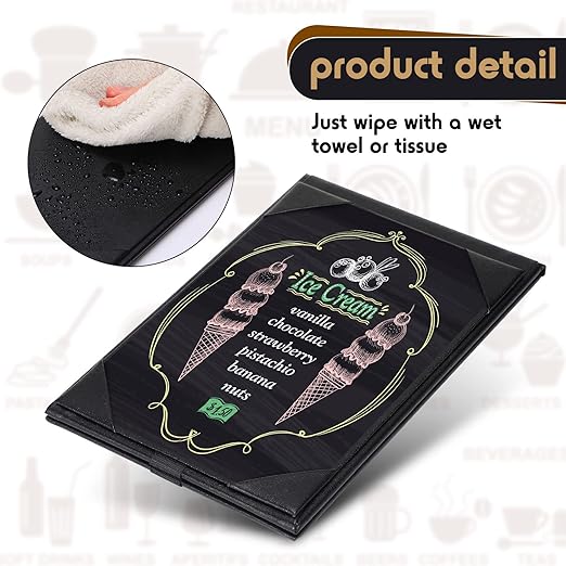 Gerrii Leatherette Table Tents Black PU Leather Menu Covers Bulk Double Sided - Image 4