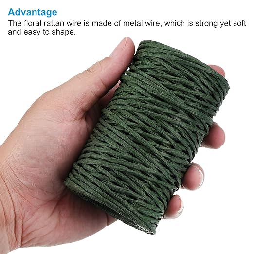 PATIKIL 164 Feet Floral Bind Wire Wrap Twine, 2mm Green Paper-Wrapped Iron Wire - Image 4