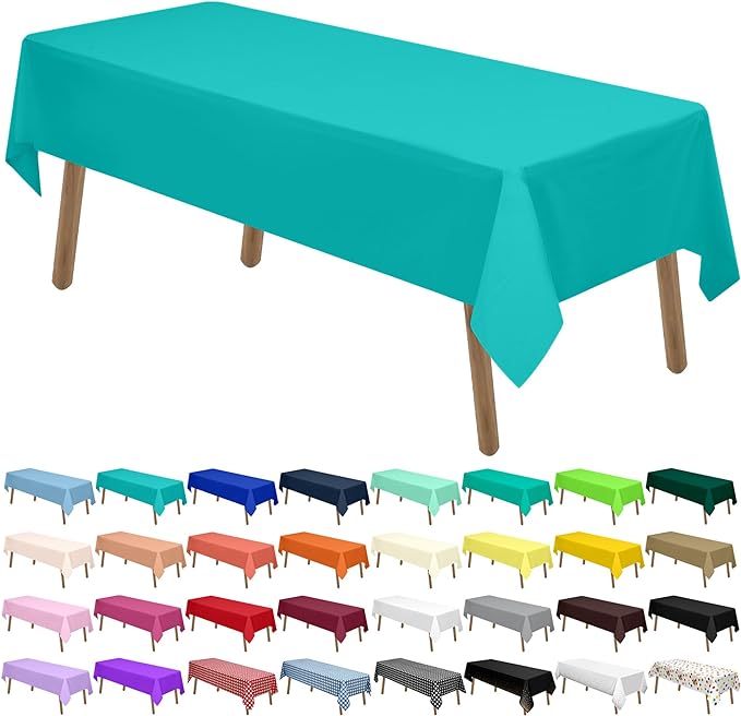Aqua Blue Plastic Tablecloths 2 Pack Disposable Table Covers 54 x 108 Inch. by PartyUlyja