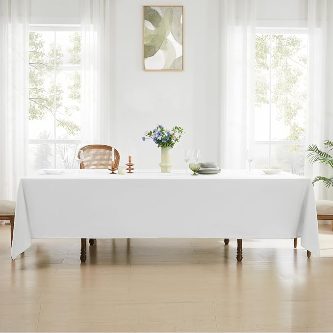Rectangle Tablecloths 90x132 Inch 8 Pack White Tablecloth Washable Decorative - Image 2