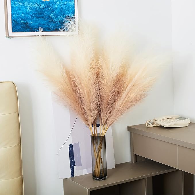 EVODIS Faux Pampas Grass Decor, 6 Stems Artificial Pampas Grass - Image 6