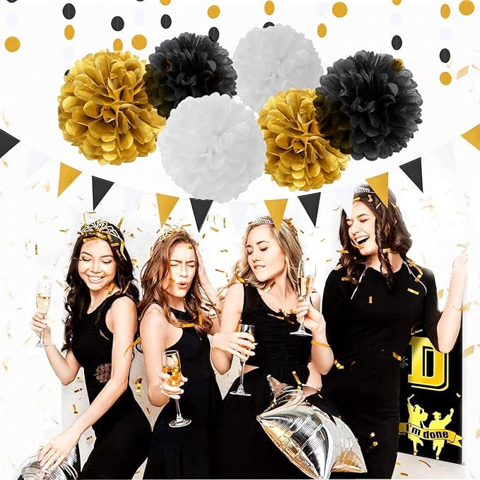 Black Gold Graduation Party Decorations - Image 2