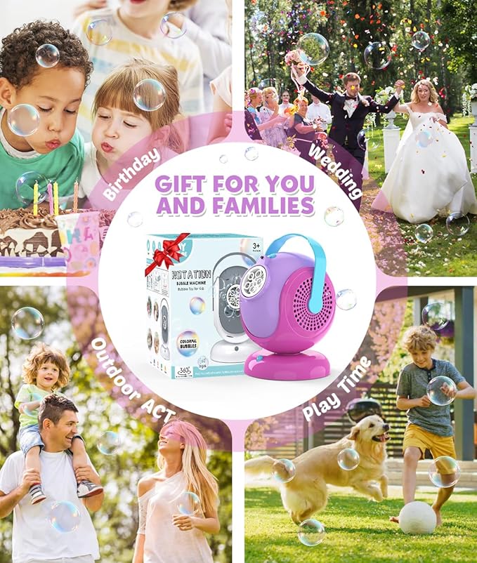 Bubble Machine, Automatic 360° Rotation & 75° Adjustment Bubbles Blower - Image 8