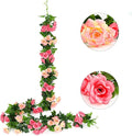 JUSTOYOU Artificial Rose Garland Vines Pink Flowers Hanging Silk Rose Vine by JUSTOYOUARTIFICIALFLORAL