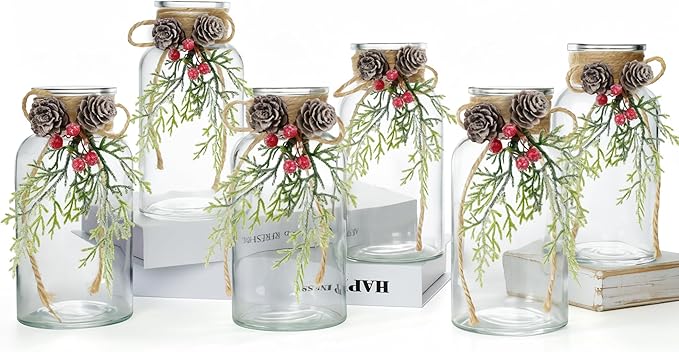 Set of 6 Xmas Decor Vases Christmas Centerpieces by Houmury
