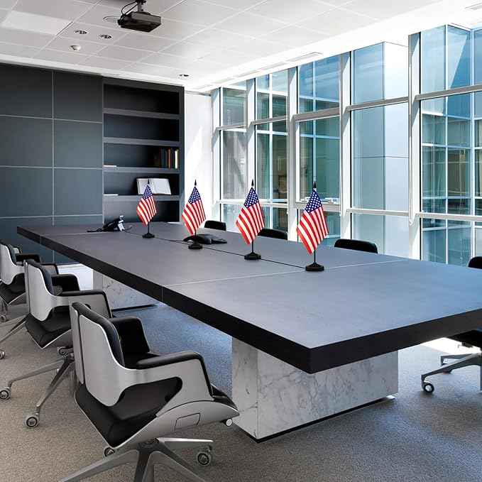 NQ American Desk Flag Set, 8.3 X 5.5 Inch Small American Flags on Stick - Image 2