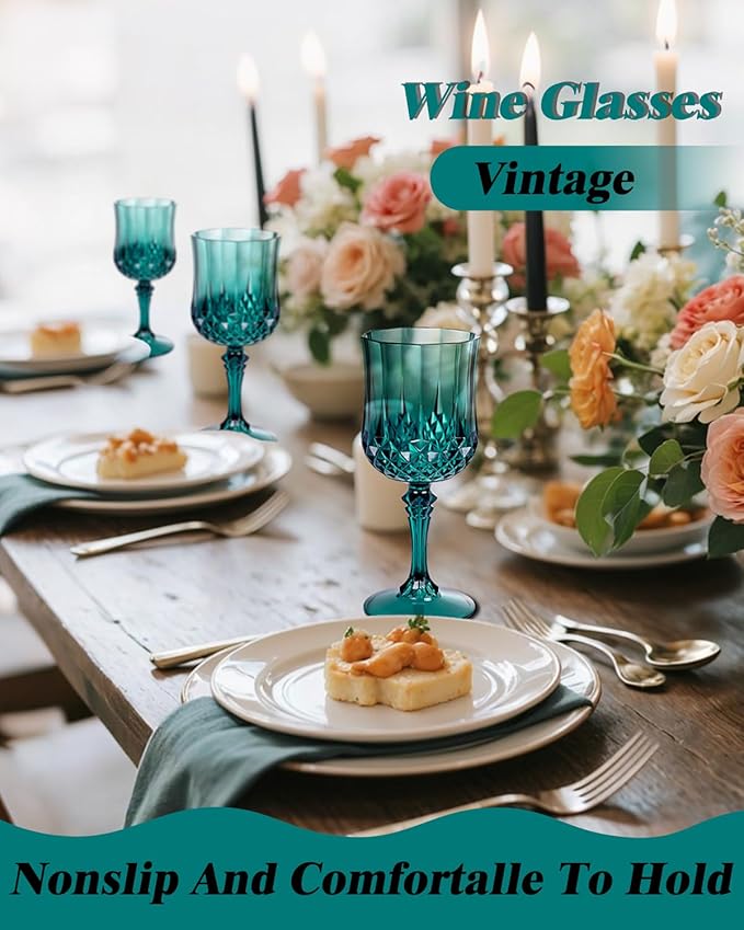 Ciaell 24PCS Green Plastic Wine Glasses - 7 Oz Plastic Goblets - Image 3