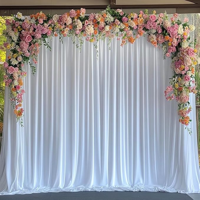20 ft x 8 ft White Backdrop Curtain Drapes - Image 4