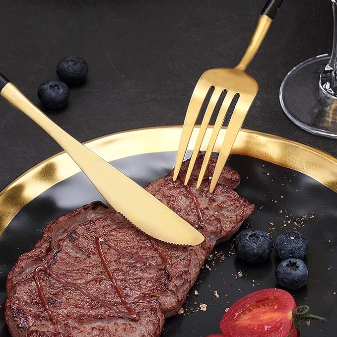 I00000 144 PCS Black Silverware Set, Plastic Silverware - Image 2