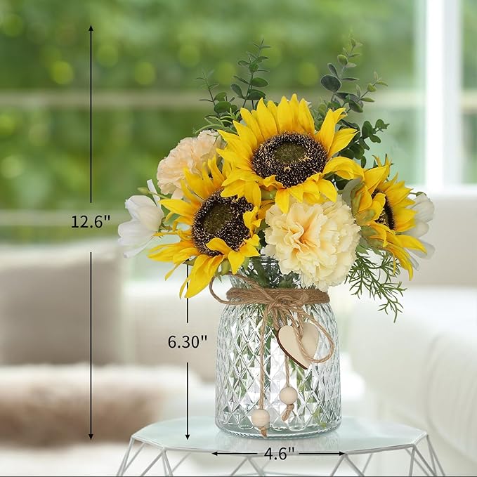 Fake Flowers in Vase, Artificial Sunflower Bouquets in Vase - Image 3
