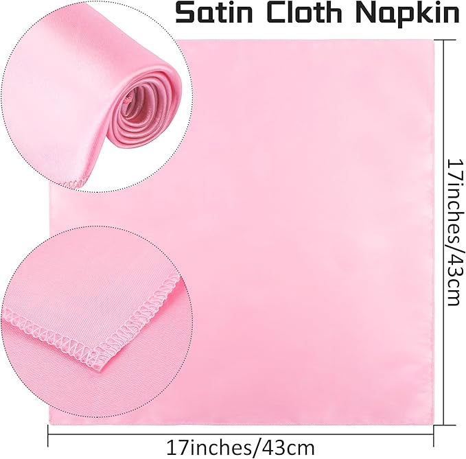 ANECO 12 Pieces Satin Napkins Soft Dinner Napkins Square Table Napkins 17 x 17 - Image 2