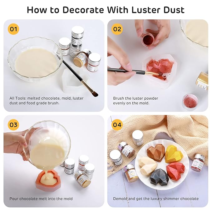 Nomeca Edible Luster Dust, 8 Grams Food Grade Gold Cake Dust Metallic Shimmer - Image 5