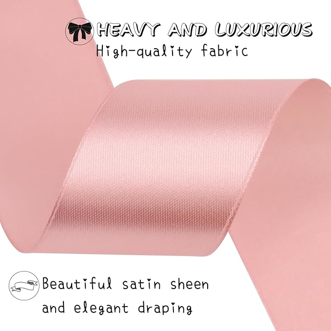 Rose Gold Solid Satin Ribbon 1-1/2 Inch 50 Yards Solid Polyester Fabric Ribbon - Image 3