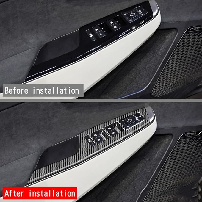 4pcs Carbon Fiber Style Front Rear Doors Window Glass Lift Switch Panel Cover - Image 3