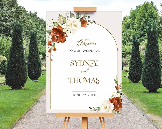 Terracotta and Ivory Wedding Welcome Sign, To Our Wedding Signs - Image 2