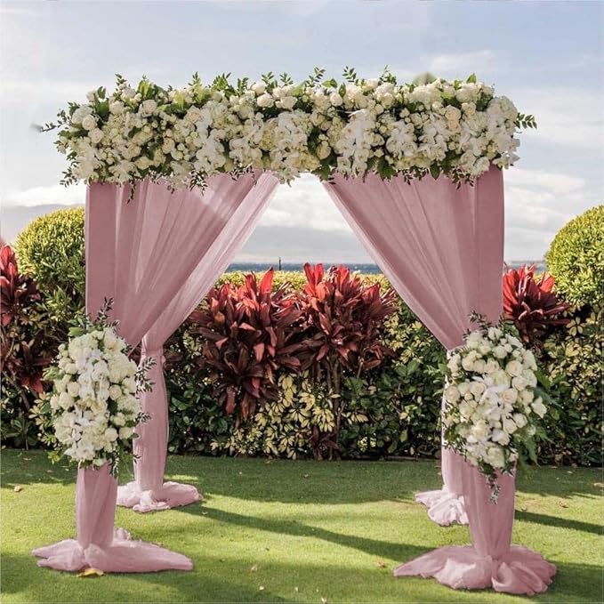 Wedding Arch Draping Fabric 1 Panel 30'' x 18FT Dusty Rose Sheer Chiffon Arch - Image 5