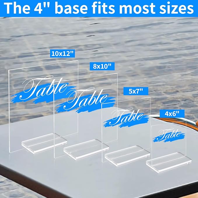 4" Clear Acrylic Sign Stand, 3mm Slots Wedding Table Number Holder, Angular - Image 5