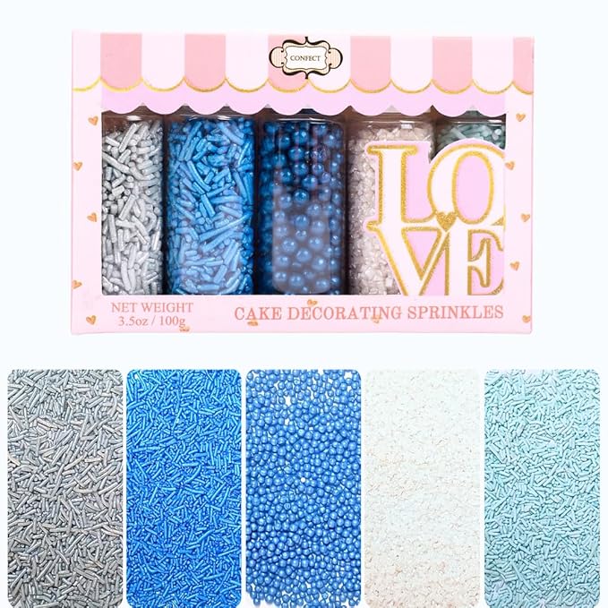 Confect Blue Sprinkles Mix – 5 Shades of Blue by CONFECTTHECAKEDECORATINGCO