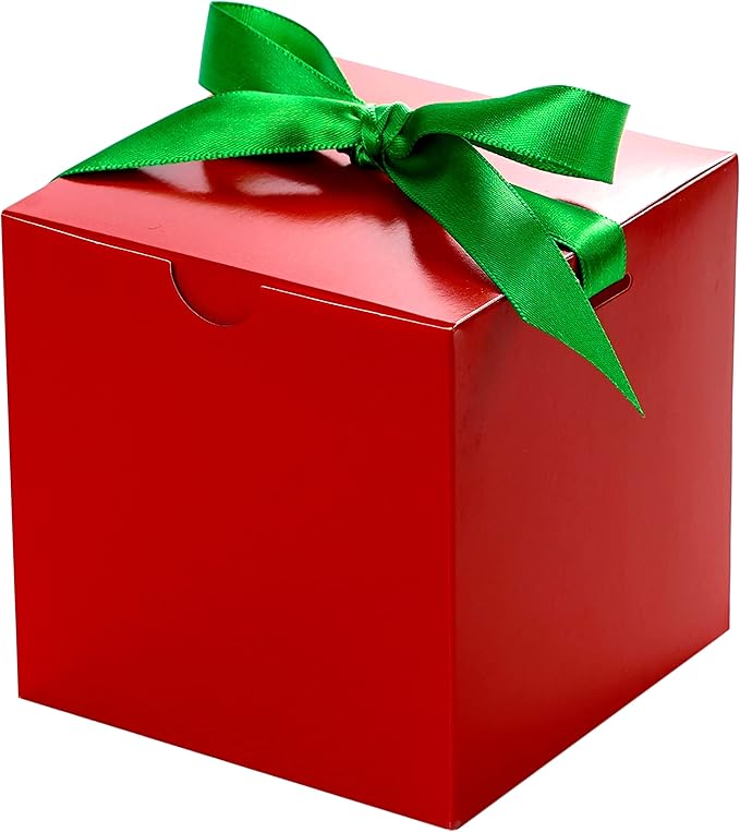 UnicoPak 50 Pack 4x4x4 Christmas Red Gift Boxes by UnicoPak