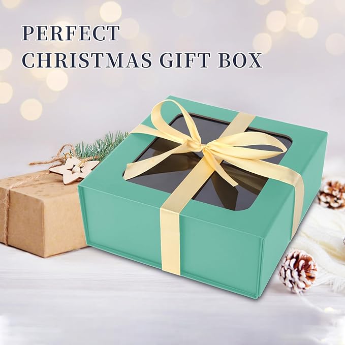 Light Green Gift Box with Window, 7.5"x7.5"x3.1" Bridesmaid Boxe - Image 4