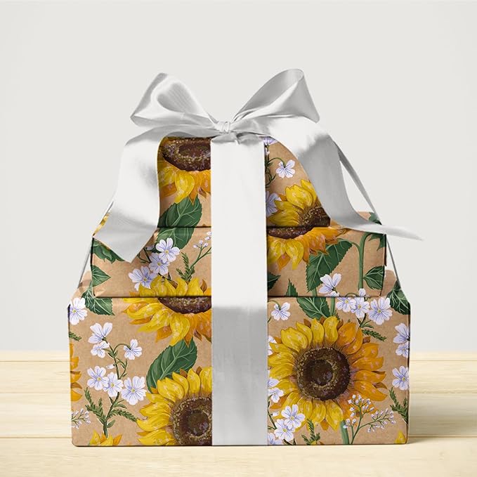 WRAPAHOLIC Kraft Floral Wrapping Paper Roll - Image 6