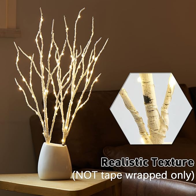 Fudios Lighted Birch Branches 18IN 70 White Willow LED - Image 2