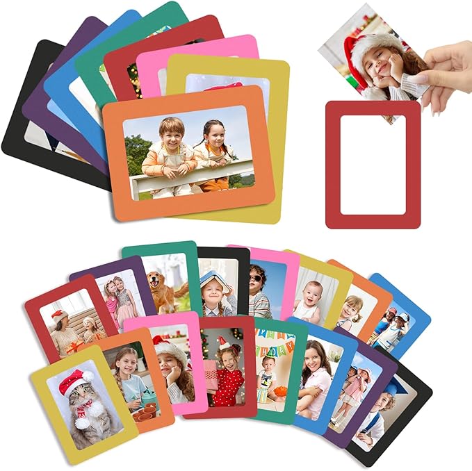 24 Pcs Magnetic Picture Frames for Refrigerator, 8 Colors Magnet Photo Frame by Ukontagood