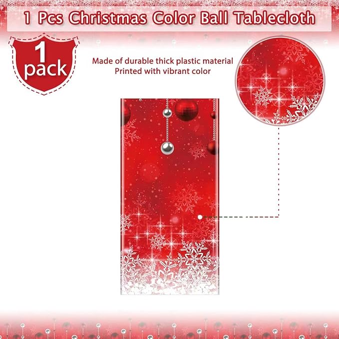 1Pieces Merry Christmas Tablecloth Plastic Christmas Tree Ball Table Cover - Image 3