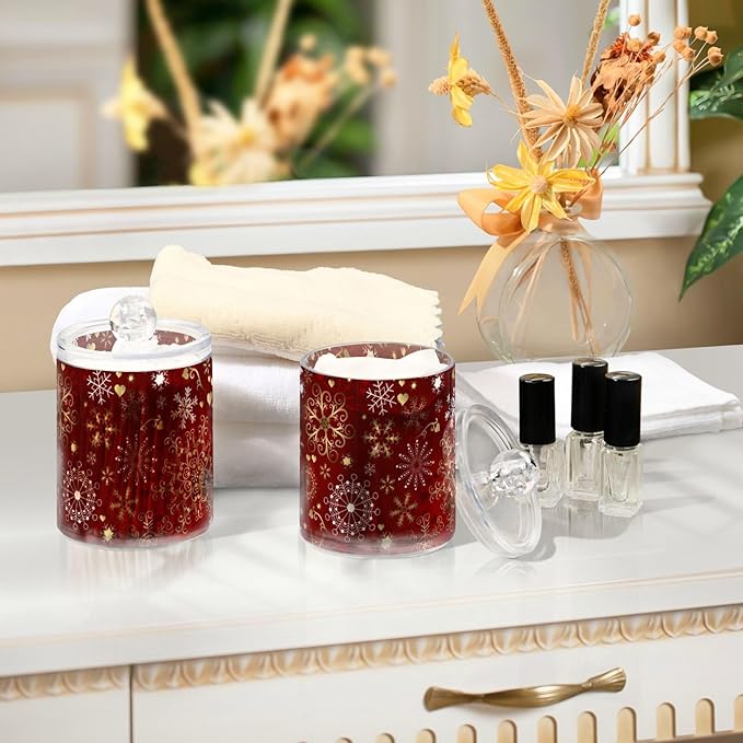 Gredecor Christmas Winter Qtip Holder Dispenser 2 Pack Gold and White - Image 7