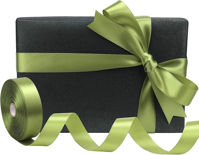 Light Green Solid Satin Ribbon 1 Inch 50 Yards Solid Polyester Fabric Ribbon - Image 5