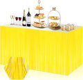 3 Pack 29x108 Inch Macaron Yellow Foil Fringe Table Skirts Metallic Banner by Ferwzsr