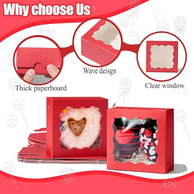 RomanticBaking 3 ¼" x 3 ¼" x 1 ½" 50PCS Chocolate Truffle Boxes - Image 2
