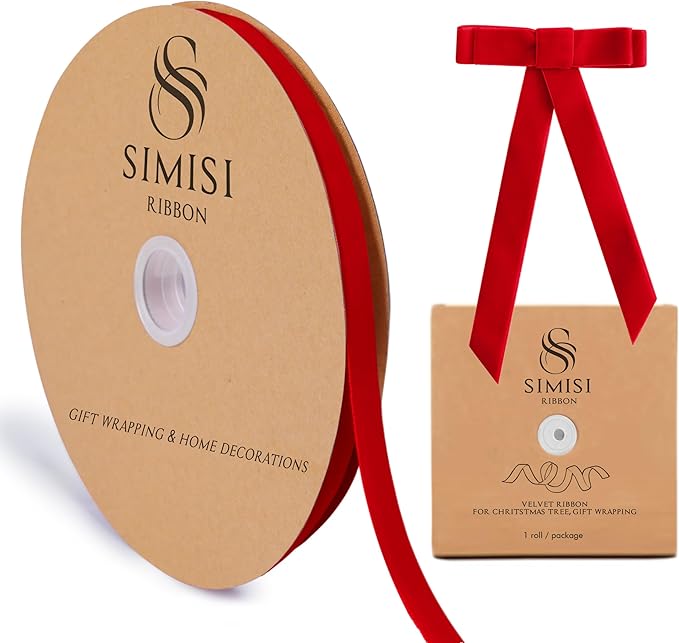 Red Velvet Ribbon 3/8'' 25 Yards by SIMISIRIBBON
