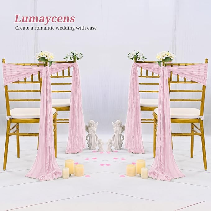 50 PCS Cheesecloth Chair Sashes Bows Wedding Aisle Decorations Chair Ribbon - Image 6