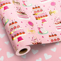 Yarcony Girls Birthday Wrapping Paper Roll, Metallic Foil Pink Cartoon-Style by Atyarconywecreategiftwrappingpaperthatmakeseverypresentfeelextraspecialourdesignsblendstyleandqualityturningbirthdayschristmasandalloflife%E2%80%99scelebrationsintomomentstoremember