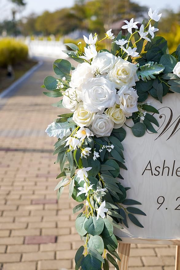 ponatia Wedding Arch Flowers, Artificial White Wedding Flowers - Image 9