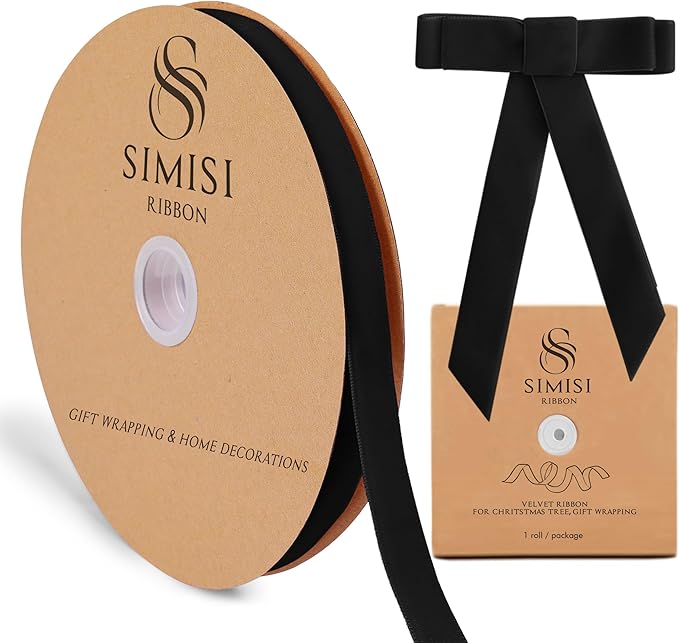 Black Velvet Ribbon 5/8'' 25 Yards by SIMISIRIBBON