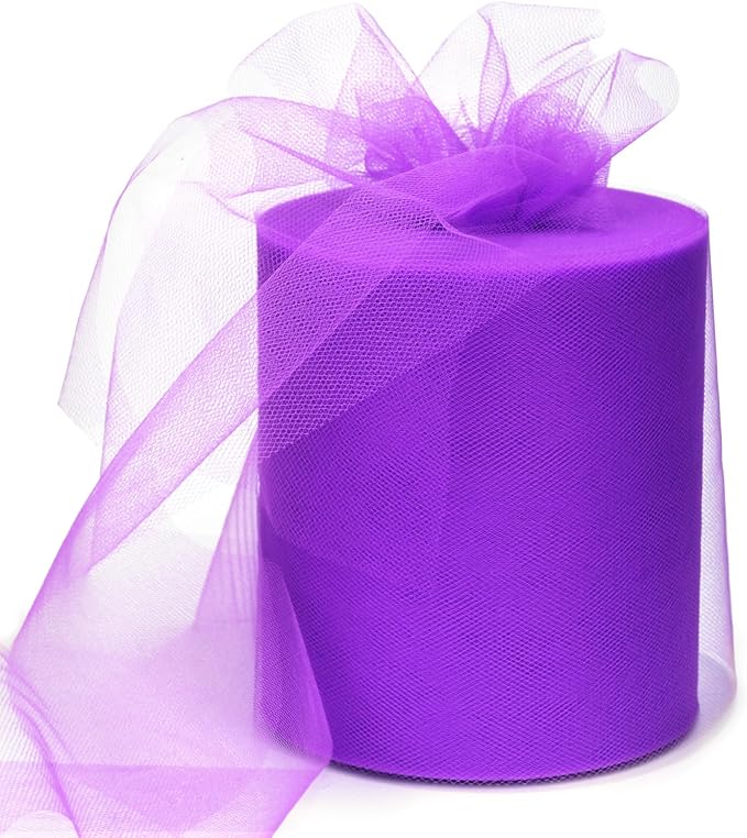 6" x 200 Yards Deep Purple Tulle Fabric Rolls by GCVOPTON