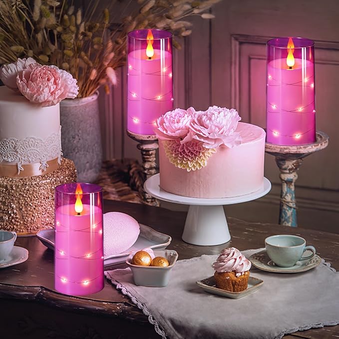 NURADA 3"x6"Flickering Flameless Candles: Built-in Star String Lights 3D Wick - Image 5