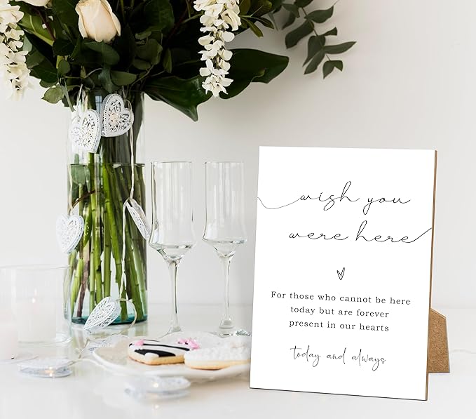 Wish You Were Here, Wedding Memorial Sign, 8x11 White Minimalist Style Memorial - Image 3