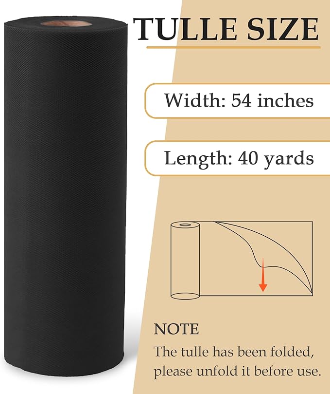 Black Tulle Fabric Roll - Image 2
