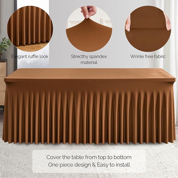Wish Care 2 Pack Brown Spandex Table Clothes - Image 2