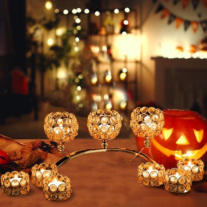 4Set Gold Crystal Candle Holders Decorative Candelabra - Image 2
