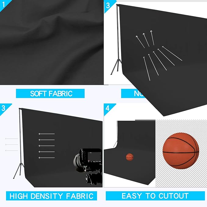 ISSUNTEX 5X6.5 ft Black Background Backdrop, Photo Studio, Collapsible High - Image 3