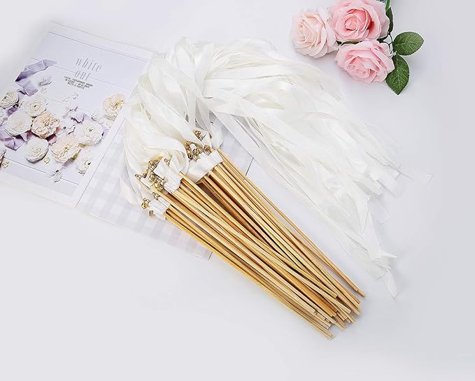50pcs Ribbon Stick Wands Off White Streamers - Image 5