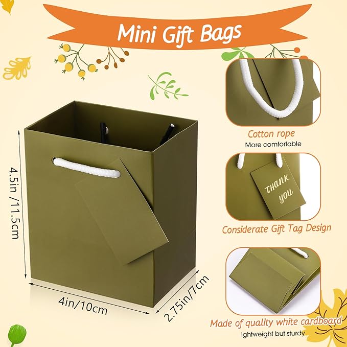 Sherr 100 Pcs Mini Gift Bags Bulk, 4 x 2.75 x 4.5 Inches Paper Bags - Image 3