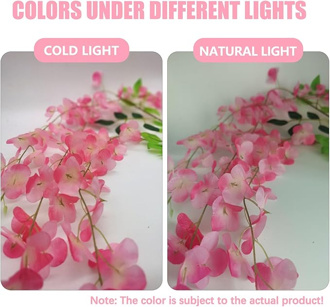 5 Pack Dark Pink Wisteria Hanging Flowers, 3.44 Ft Fake Hanging Flowers - Image 2